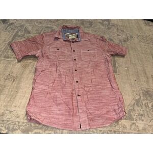 Outdoor Life Men's‎ Size Medium Short Sleeve Button-Down Shirt Light Red